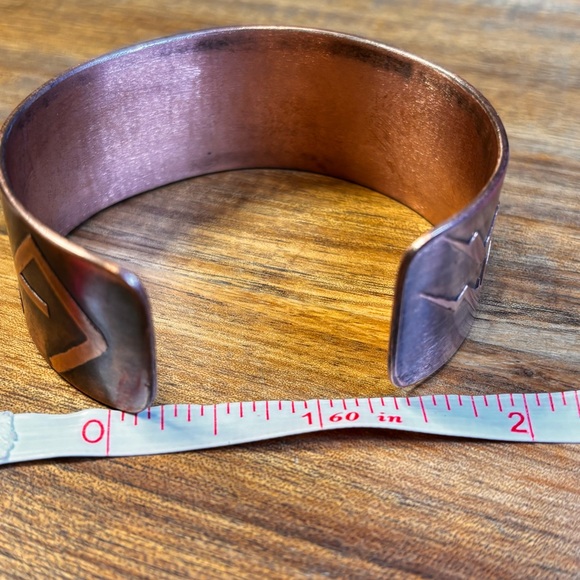 Solid Copper Cuff with Geometric Pattern - Picture 8 of 8